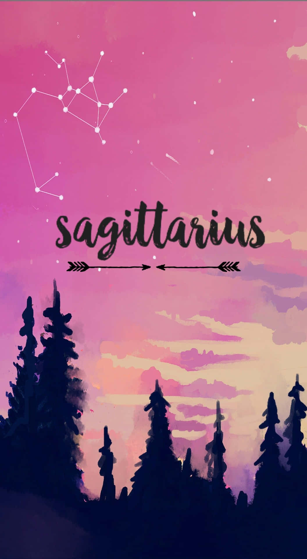 Sagittarius Aesthetic Pink Sky Art Wallpaper