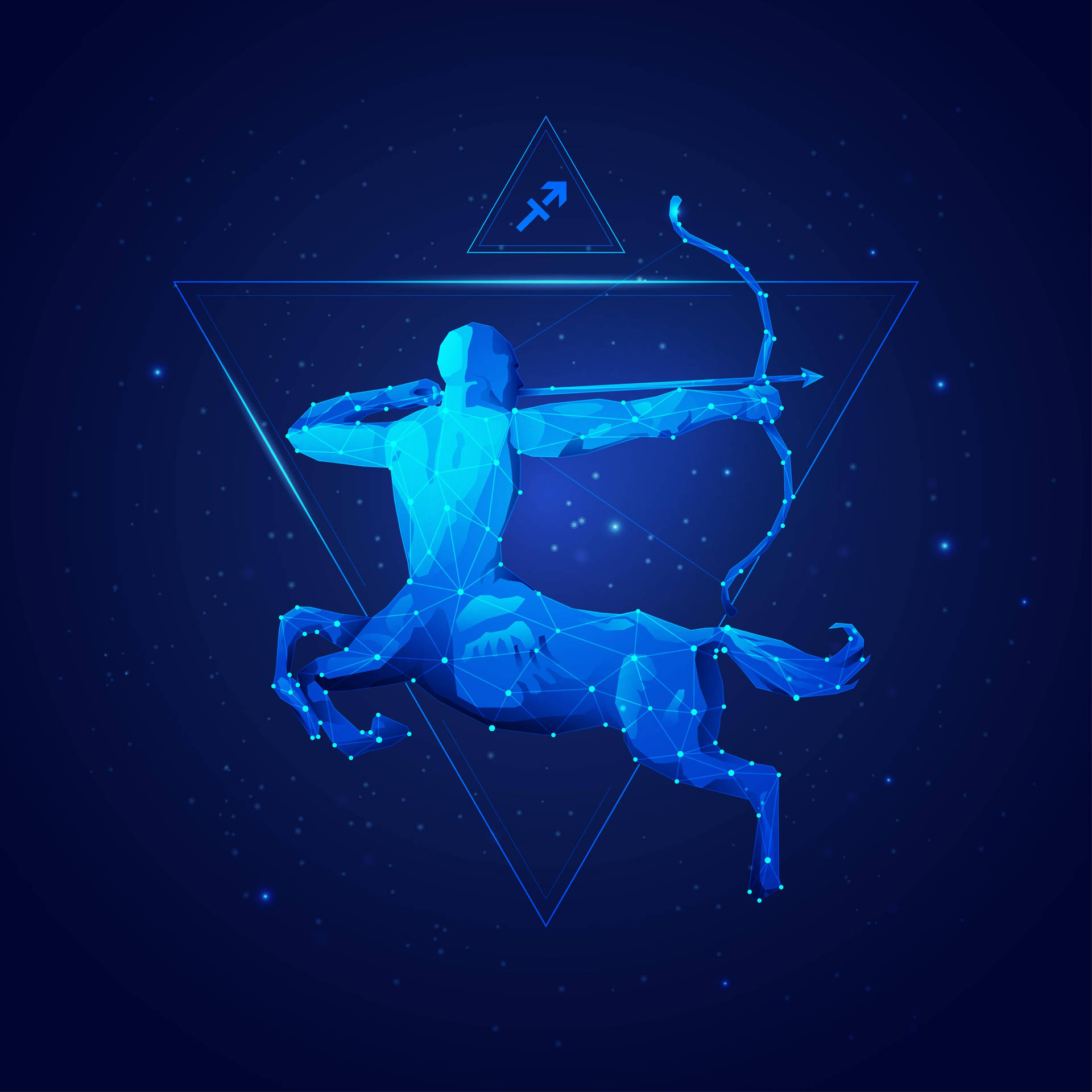 Sagittarius Zodiac Blue Archer Wallpaper