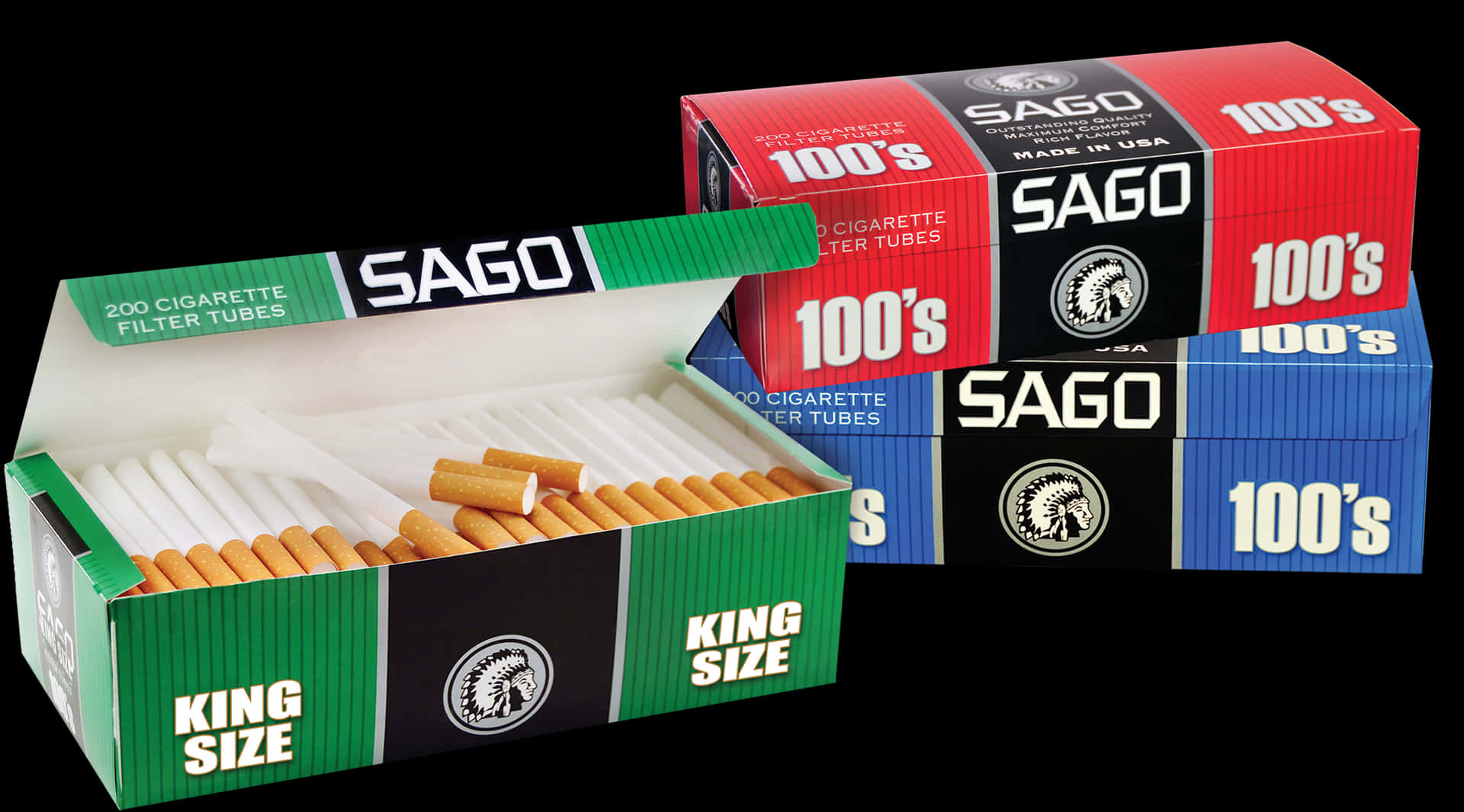 Sago Cigarette Filter Tubes Packaging PNG