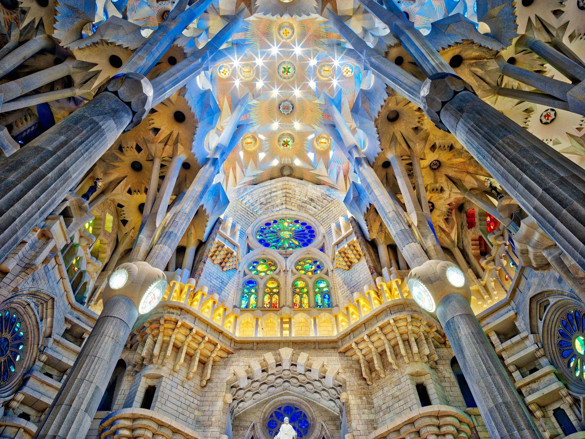 Sagrada Familia Blue Ceiling Wallpaper
