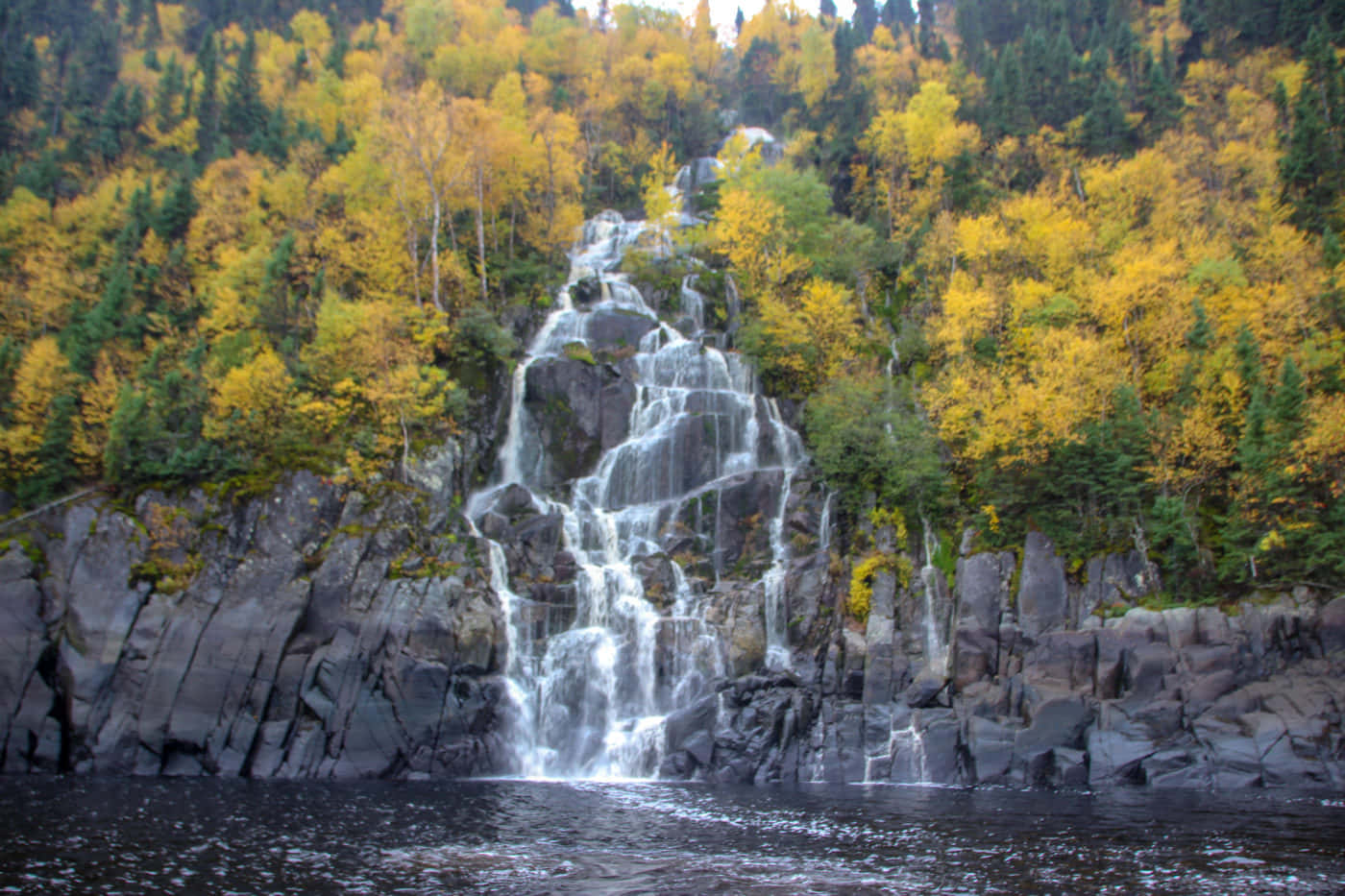 Saguenay Autumn Waterfall Wallpaper