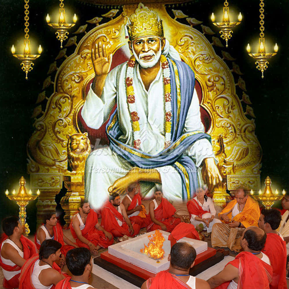 Sai Baba Hanging Gold Lamps Picture