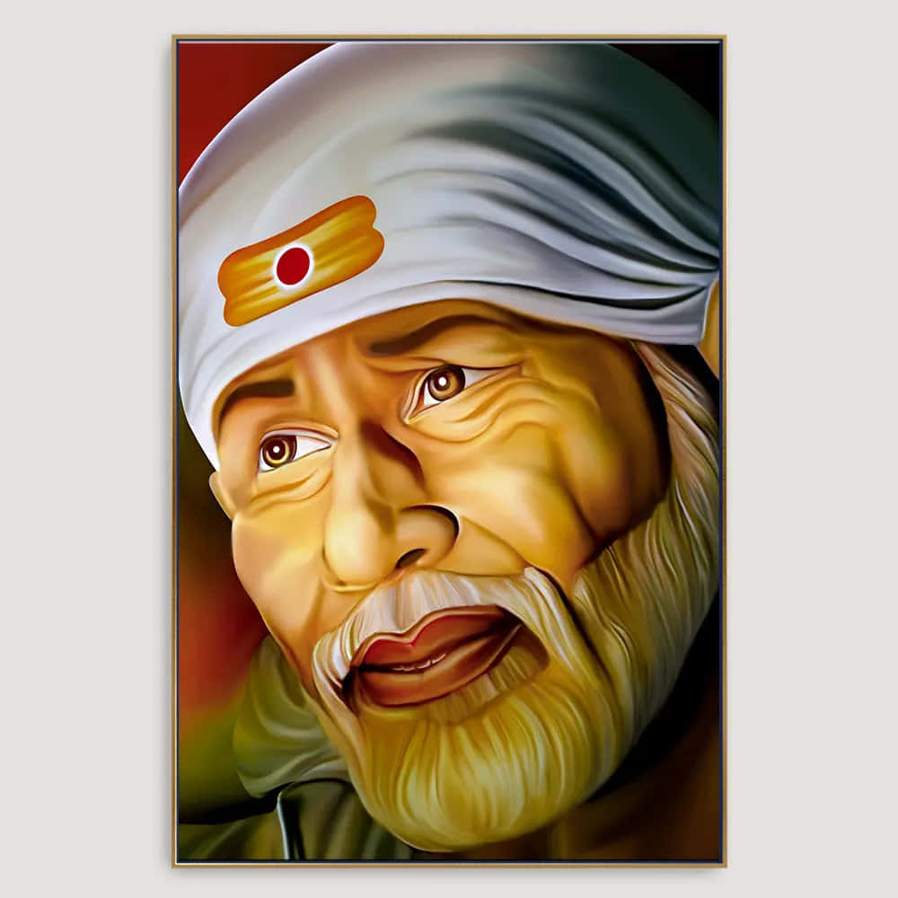 Sai Baba Painting Gray Backdrop Picture