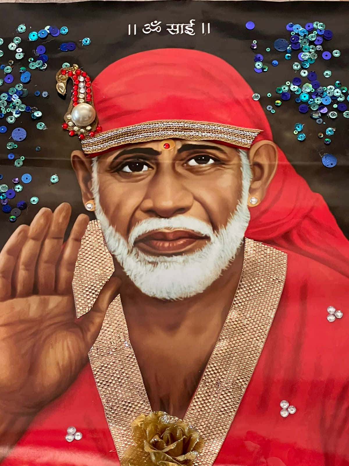 Sai Baba Red Clothes Picture