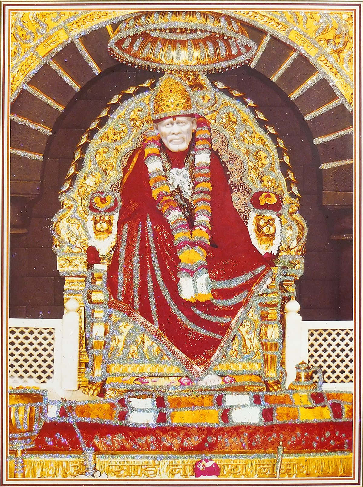 Indian Saint Sai Baba With Glitters Picture