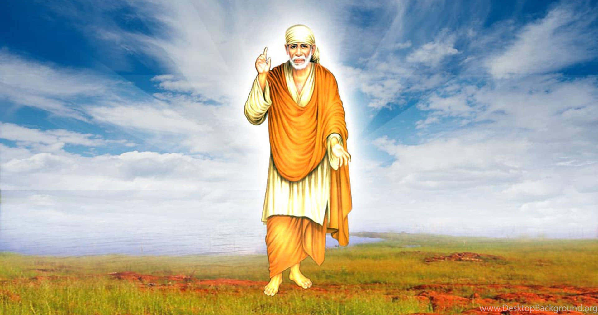 Sai Baba Cloudy Sky Picture