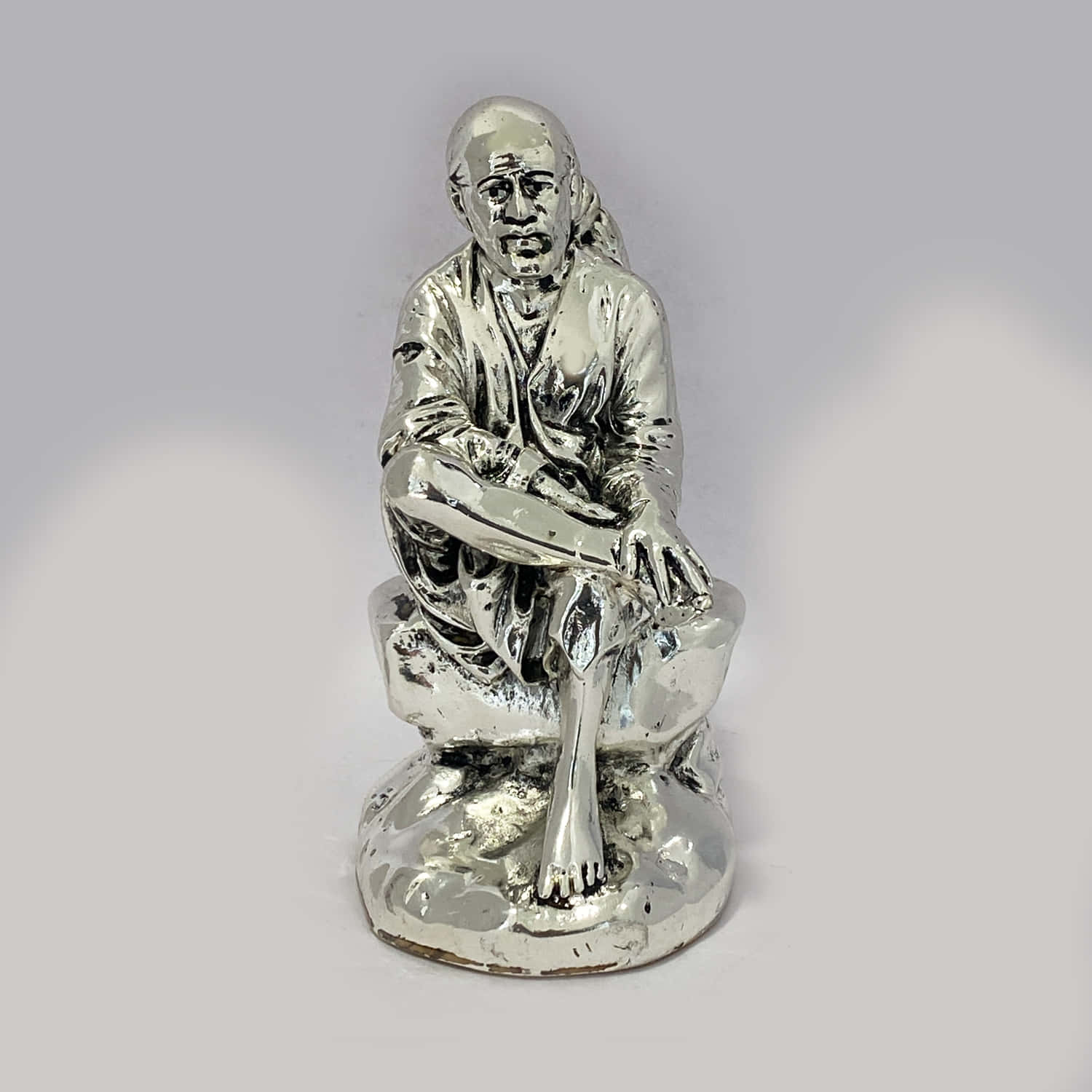 Sai Baba Shiny Silver Figurine Picture