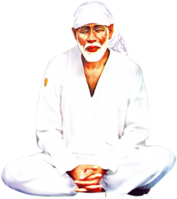 Sai Baba Sitting White Attire PNG