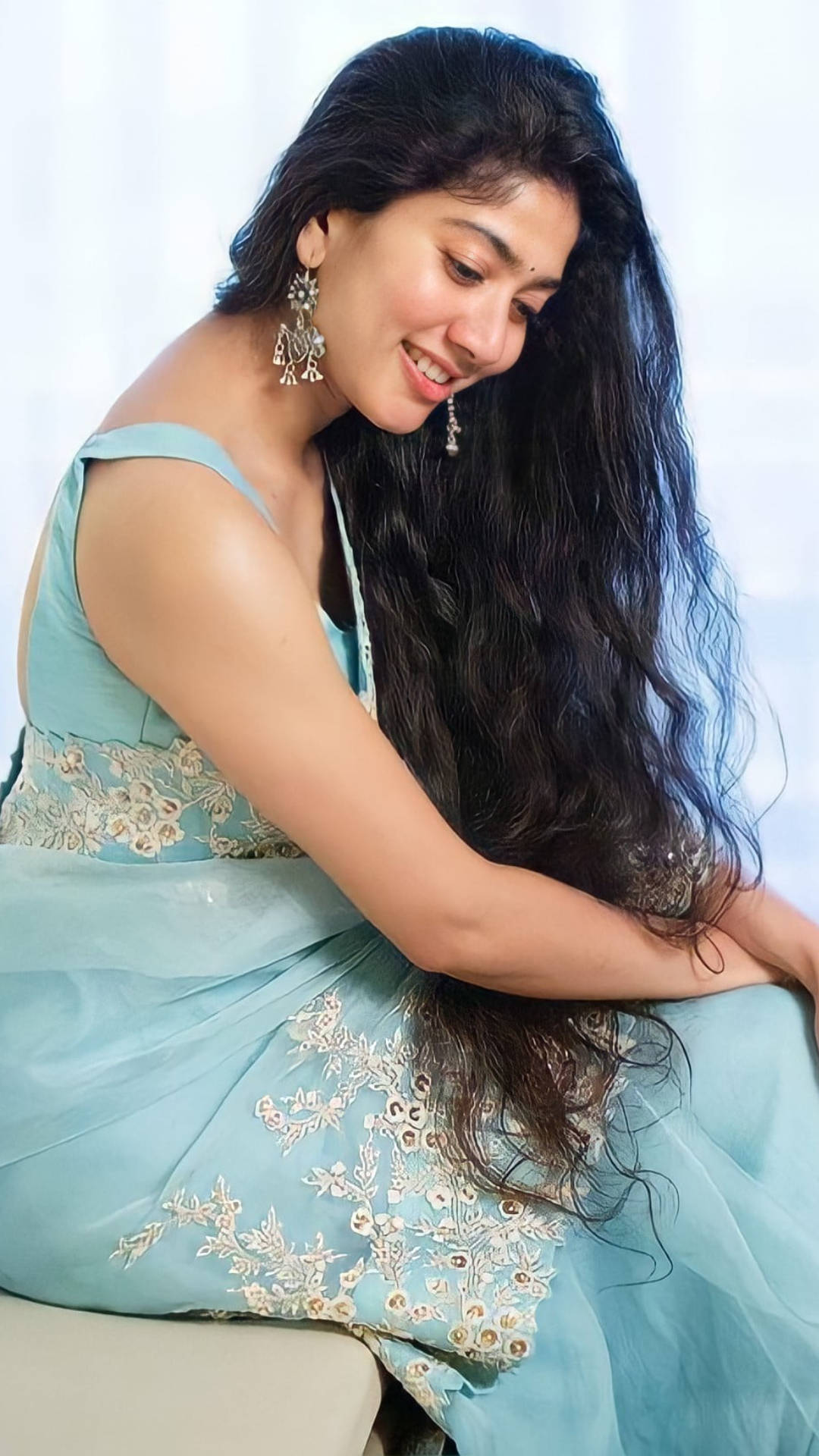 Sai Pallavi In Light Blue Dress Background