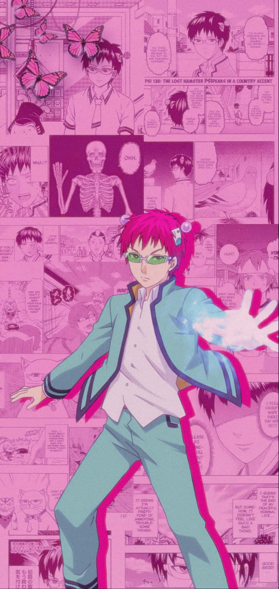 Saiki Kusuo with his psychic powers in the anime "Saiki Kusuo No Psi Nan" Wallpaper