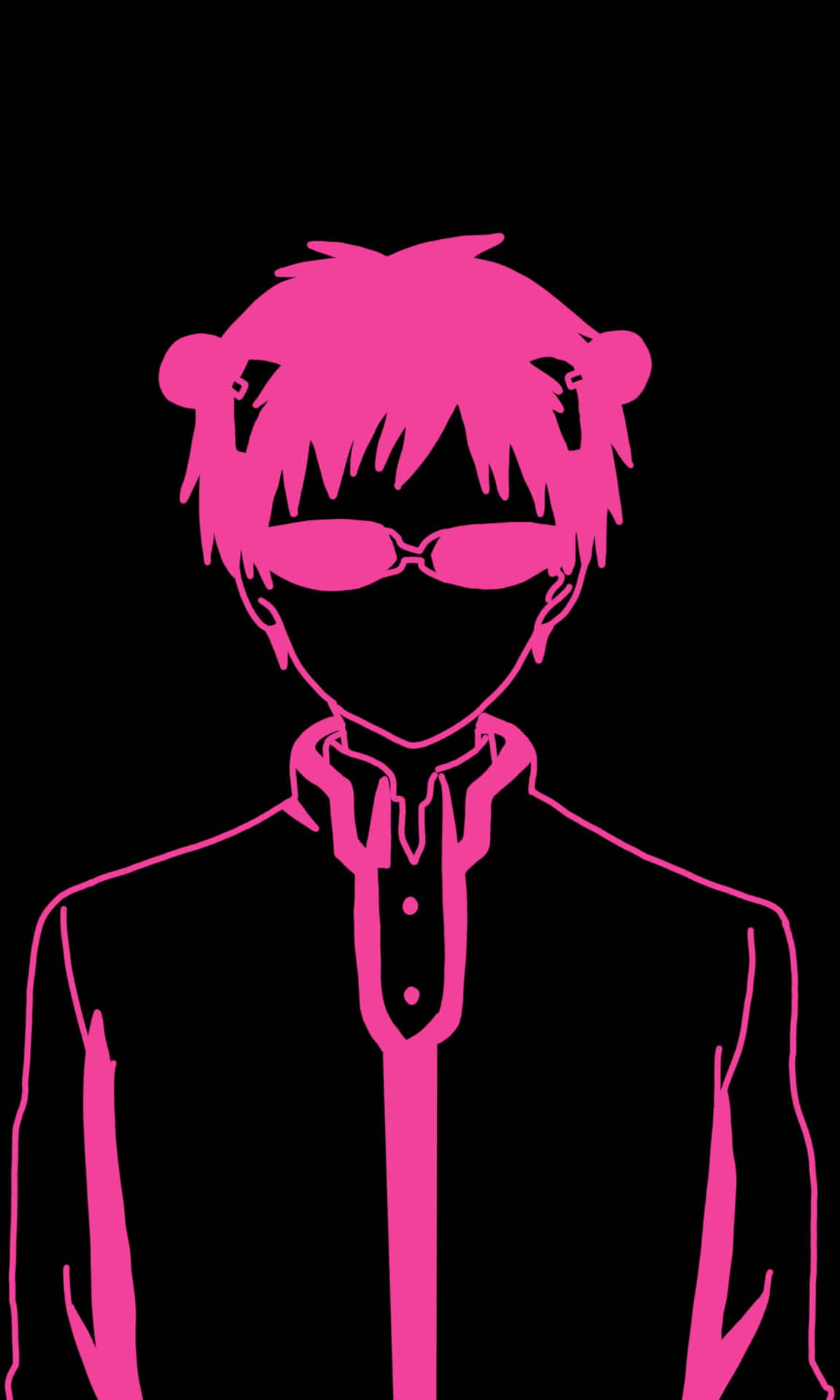A Pink Anime Character With Glasses Wallpaper