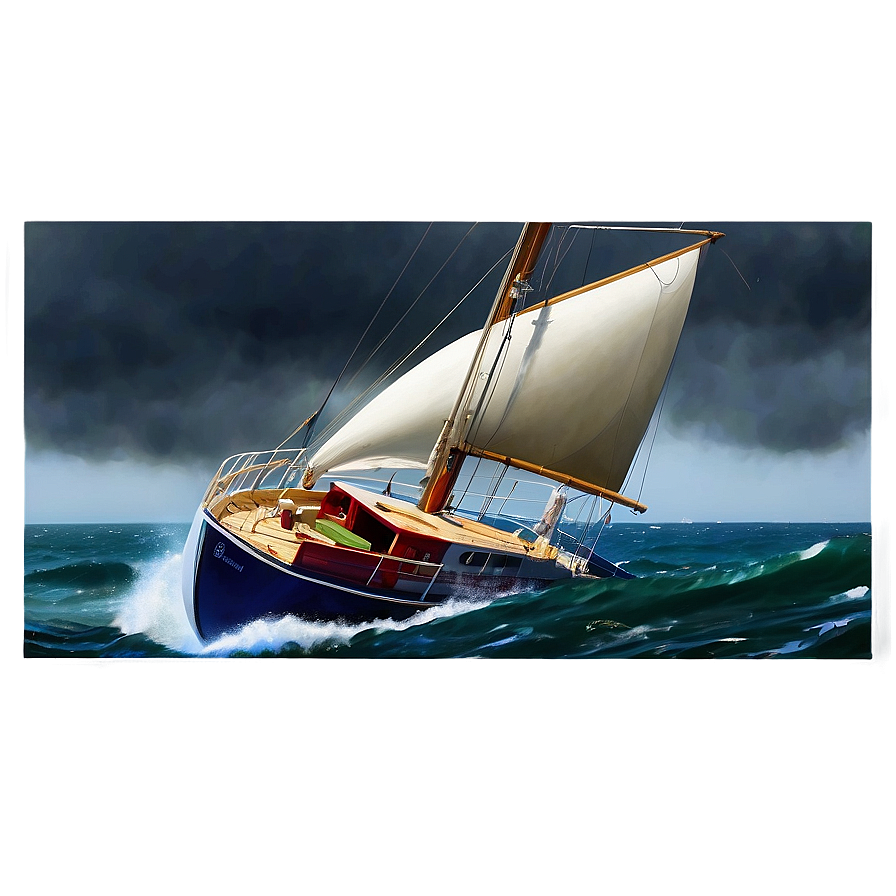 Sailboat In Stormy Sea Png 05242024 PNG