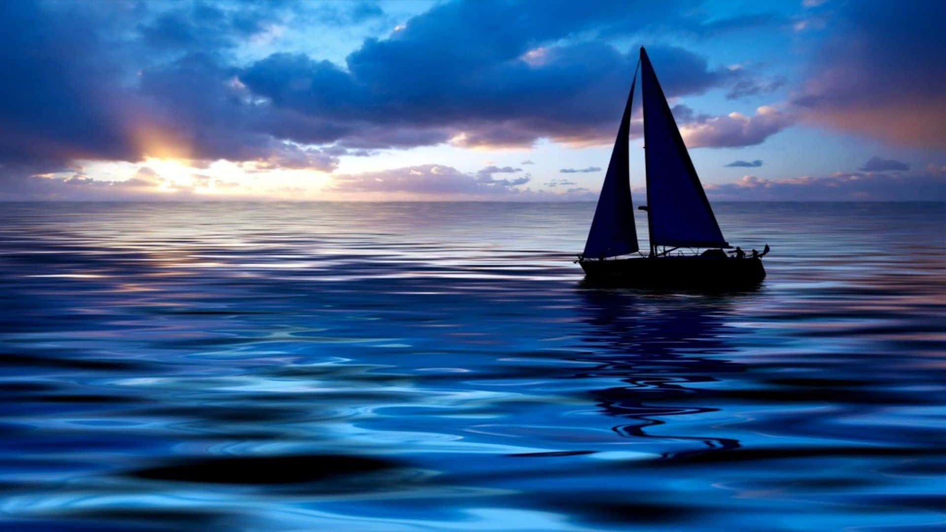 Blæser på vinden - Skønheden af en sejlbåd i bevægelse, der udstrækker sig smukt over skærmen.
