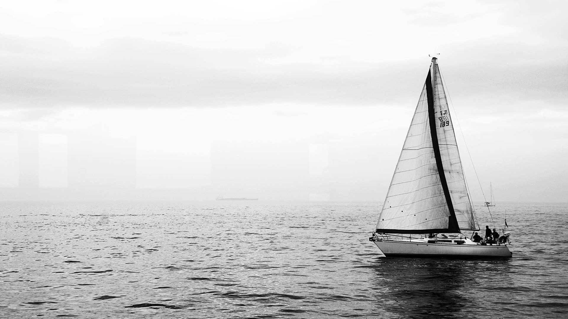 Sailing Black And White Wallpaper