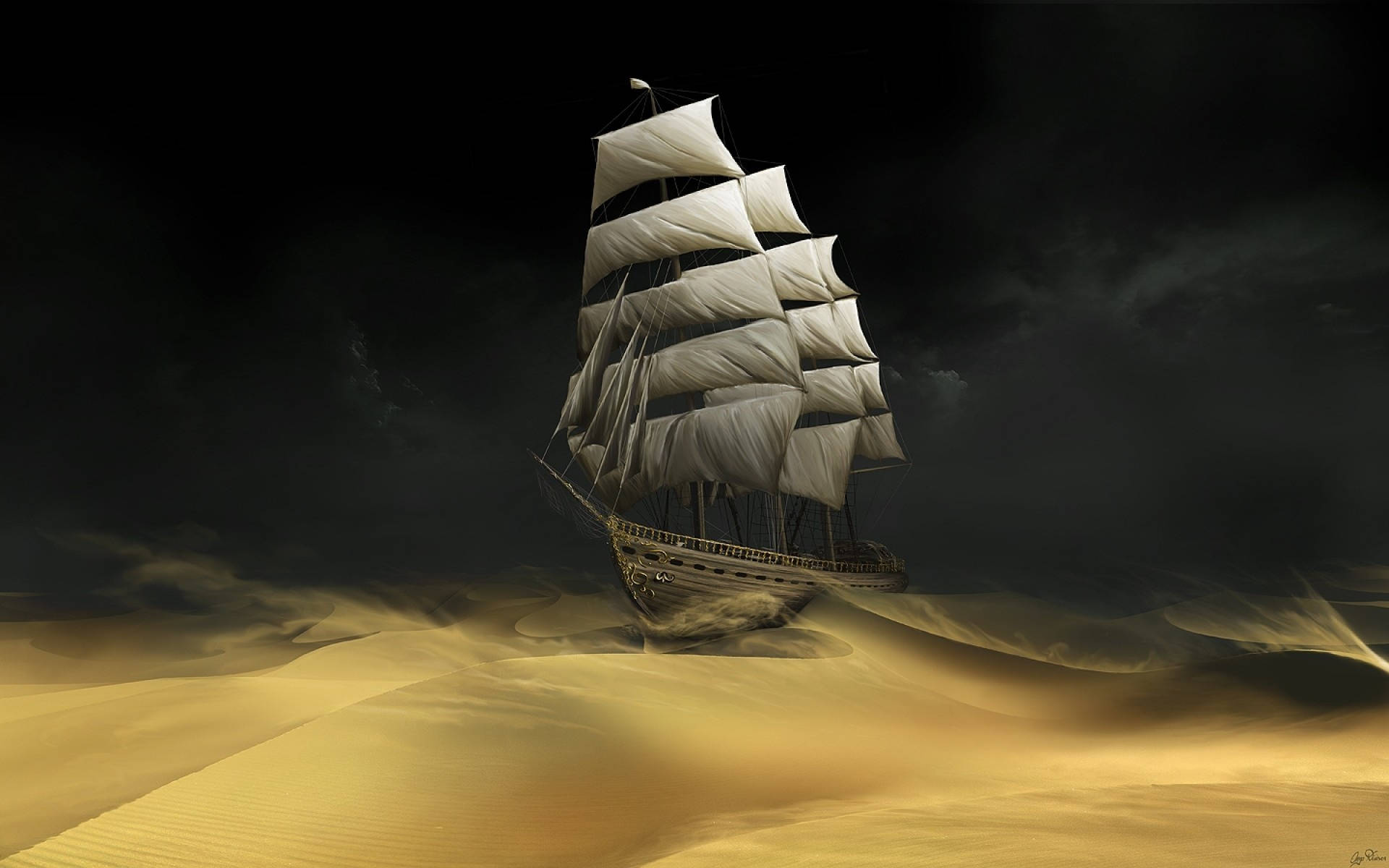 Sailing On The Sands Wallpaper