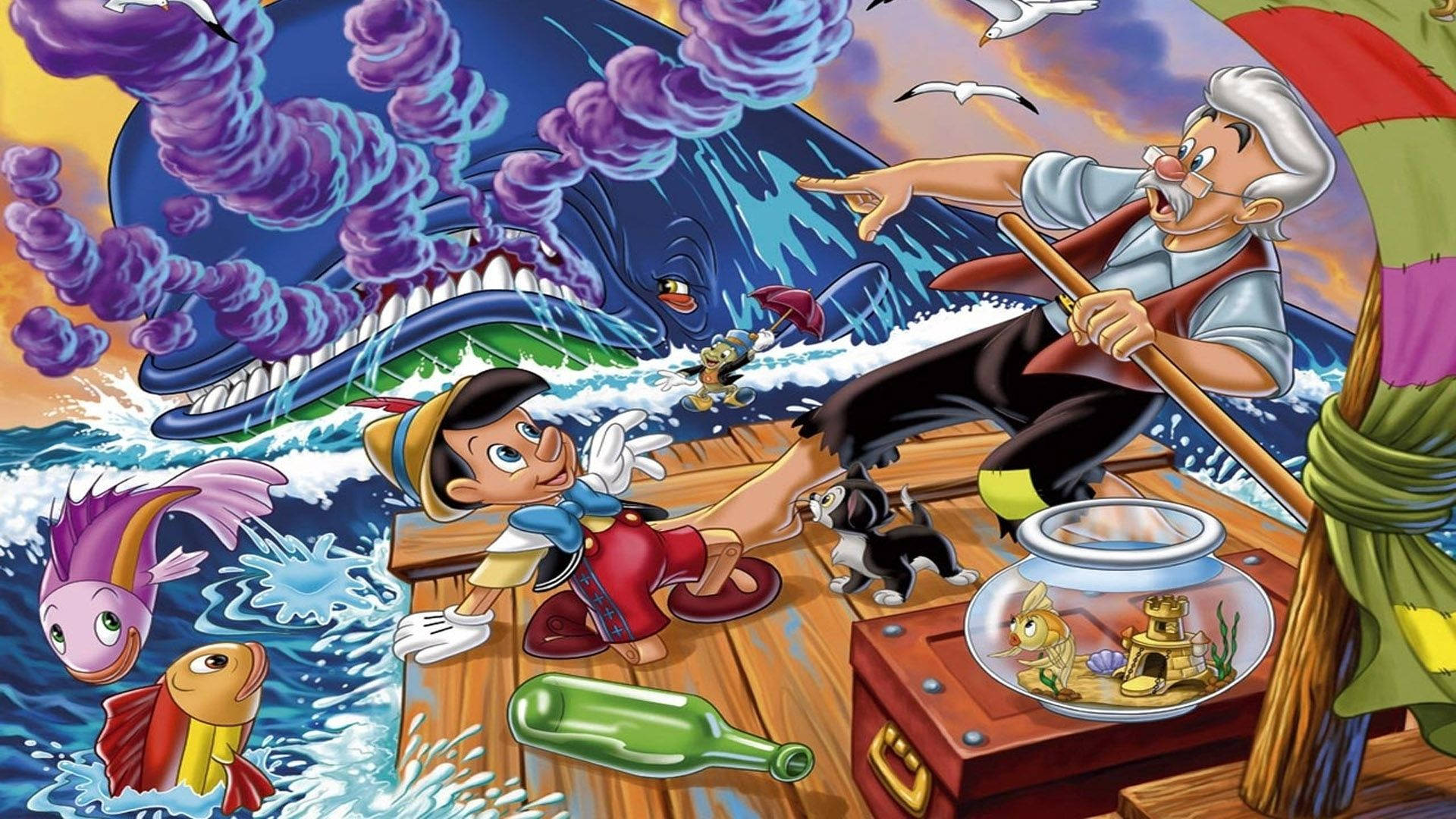 Sejler Pinocchio gennem et hav af stjerner Wallpaper