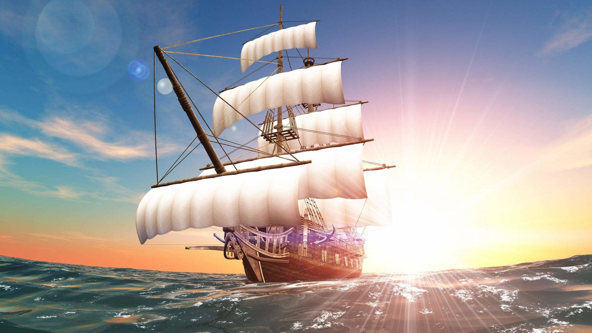 Sailing Ship Digital Art Wallpaper