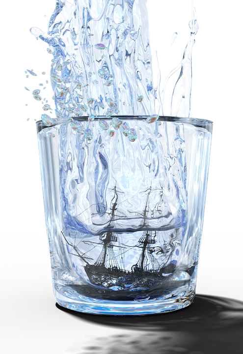 Sailing Ship In Stormy Glass Water Pour PNG