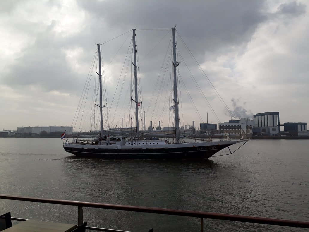 Sailing_ Ship_in_ Vlaardingen_ Harbor Wallpaper