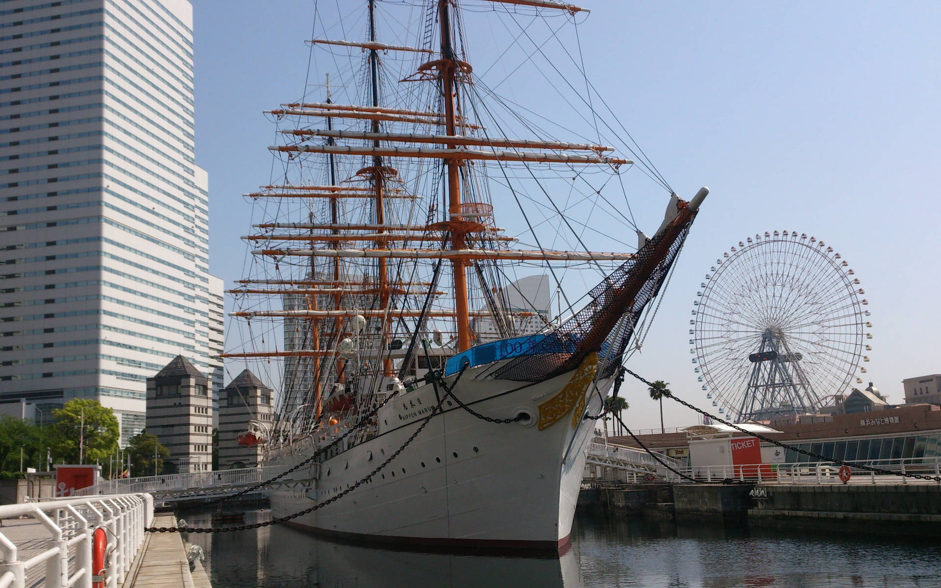 Sailing Ship In Yokohama Wallpaper