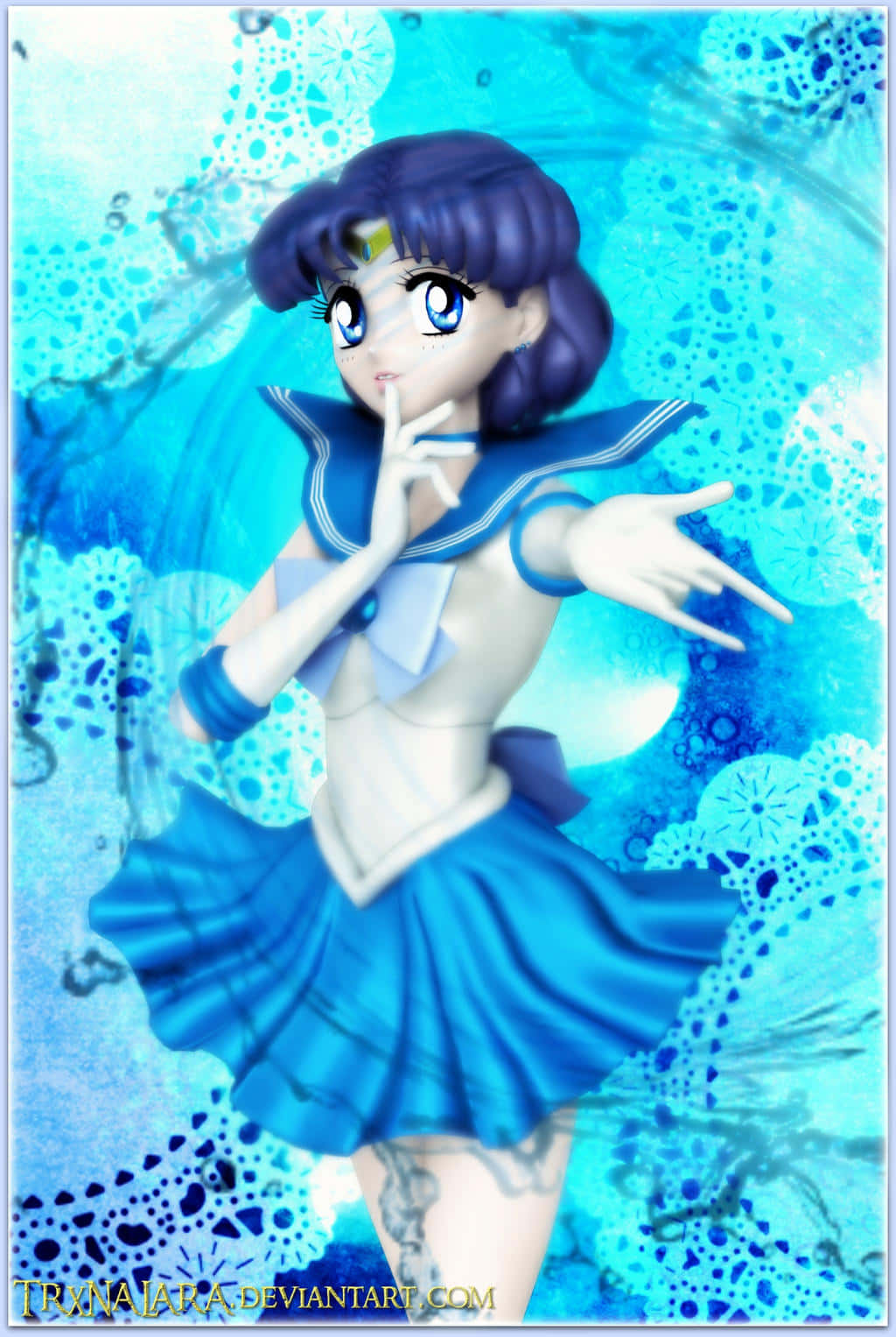 Sailor Mercury using her power to protect the world. Wallpaper