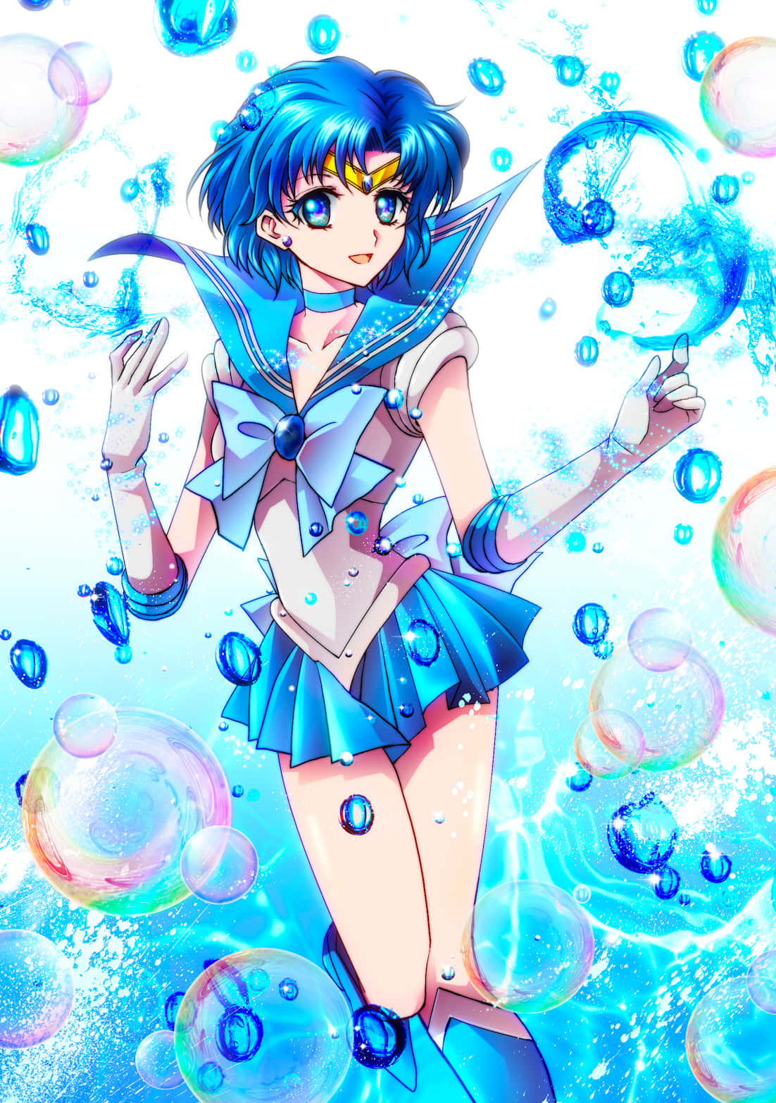 Sailor Mercury står stærkt med sine kammerater, beskytter dem med sin viden og magt. Wallpaper