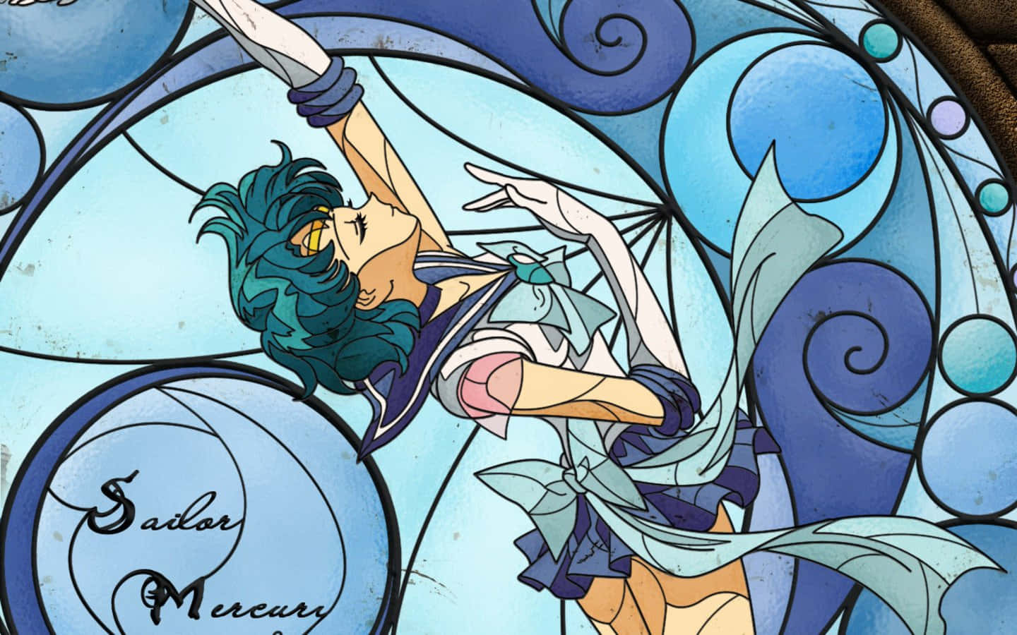 Den fantastiske Sailor Mercury svinger sin stav. Wallpaper