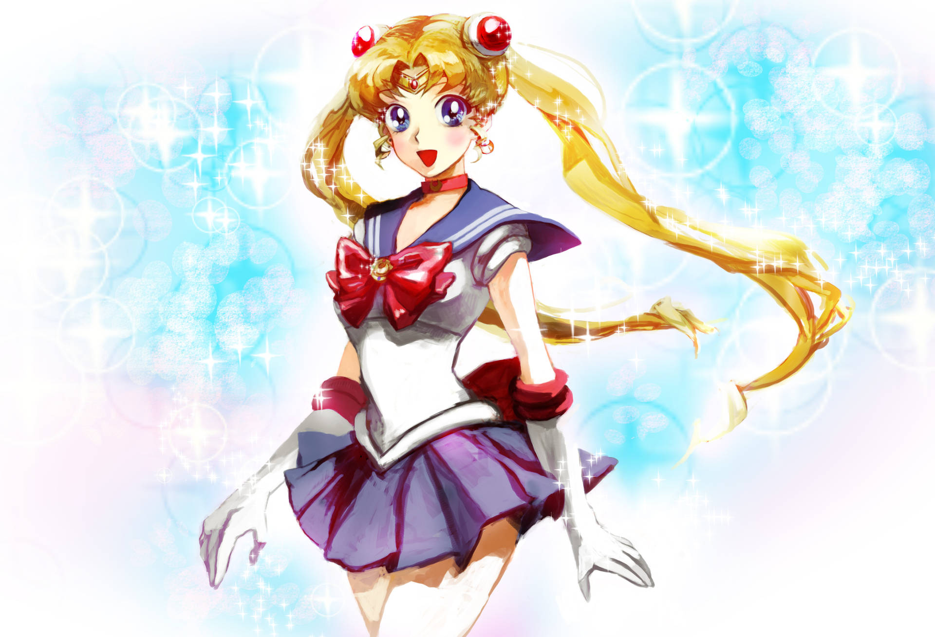 Sailormoon 4k Auf Glänzendem Hintergrund Wallpaper