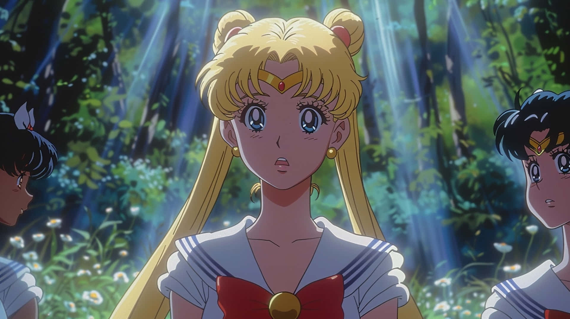 Sailor_ Moon_and_ Friends_ Forest_ Background Wallpaper