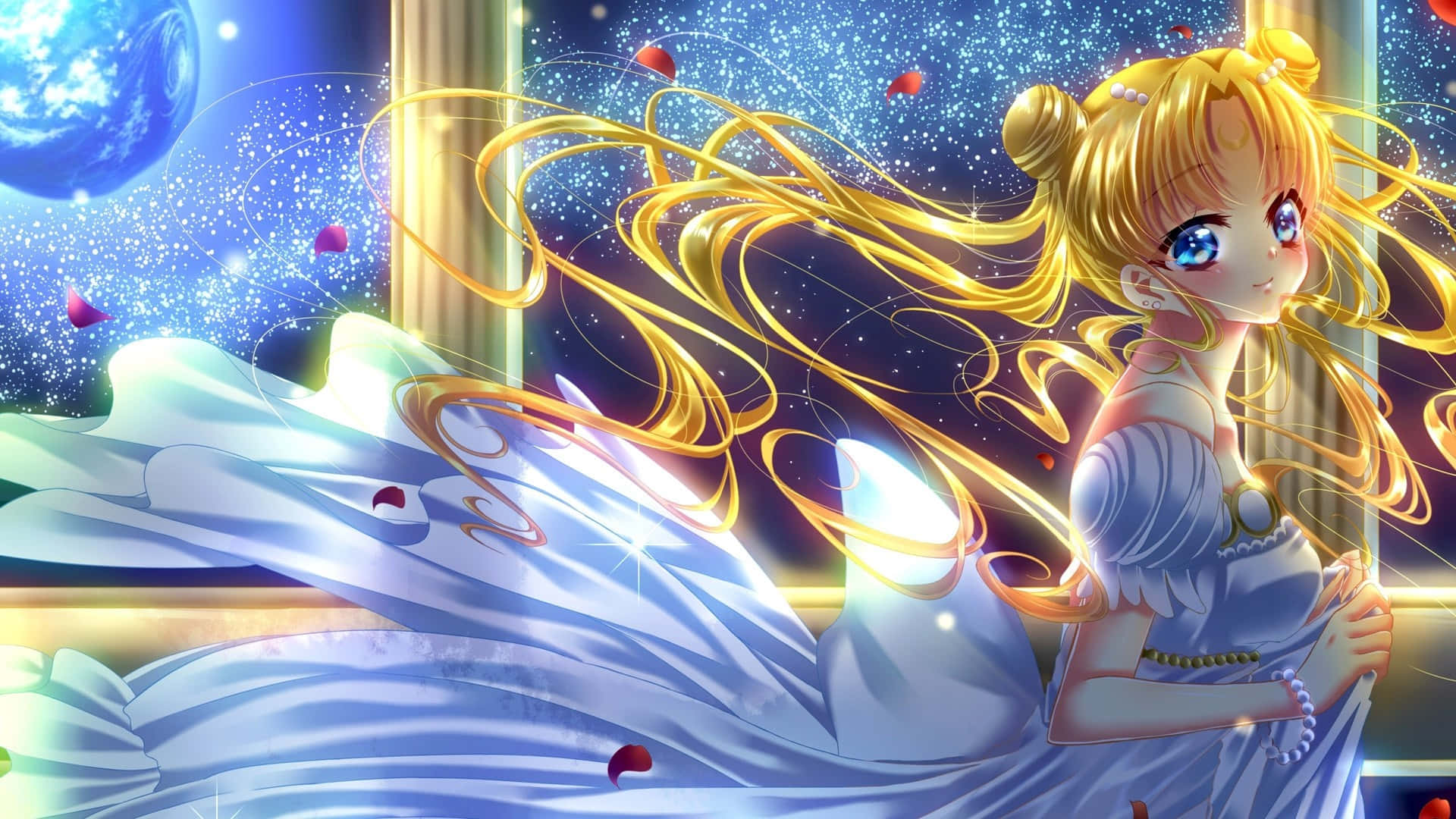 The sailor guardians fight to protect the world in Sailor Moon
