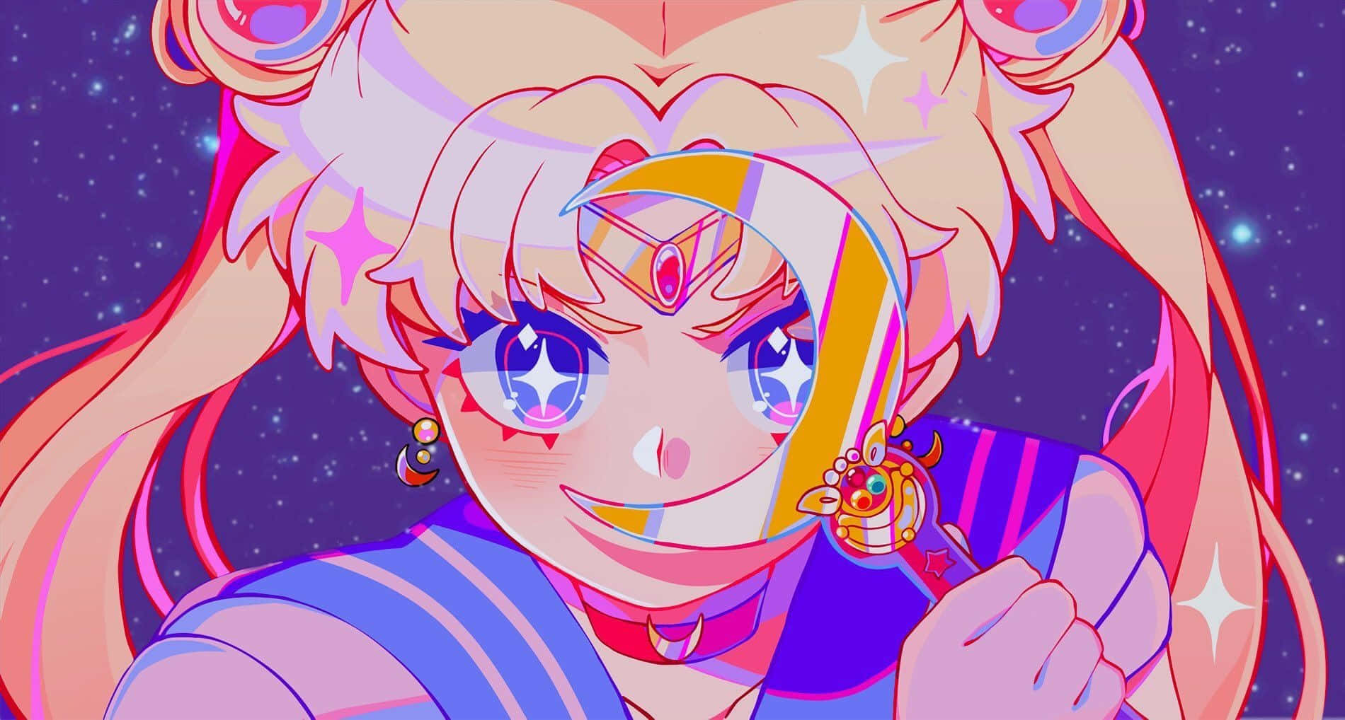 Dielegendäre Sailor Moon, Mit Ihrer Tiara Und Ihrem Magischen Stab!