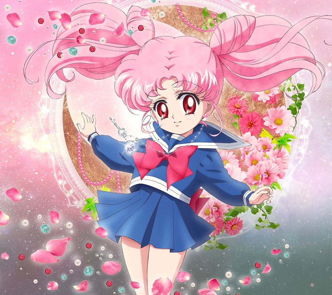 Chibiusa, den rose-farvede heltinde fra Sailor Moon, vil blive trykt på et smukt maleri af stjerner og galakser. Wallpaper