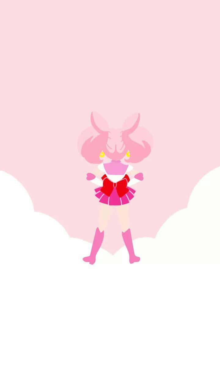 Sailorchibi-usa Peleando Con Su Varita De La Luna Rosa. Fondo de pantalla