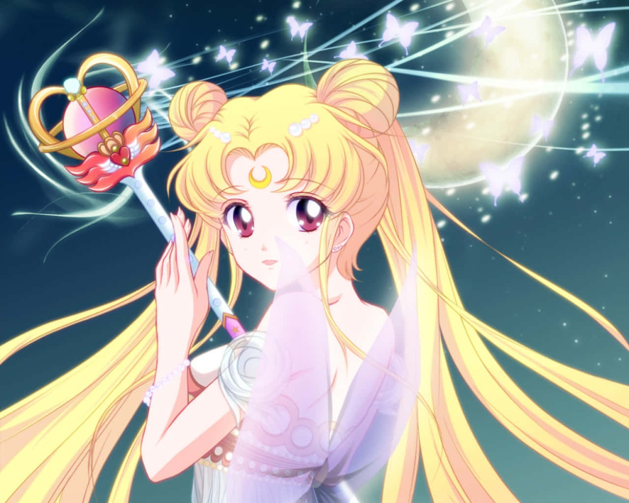 Usagi Tsukino transformed as Sailor Moon, ready for battle Wallpaper