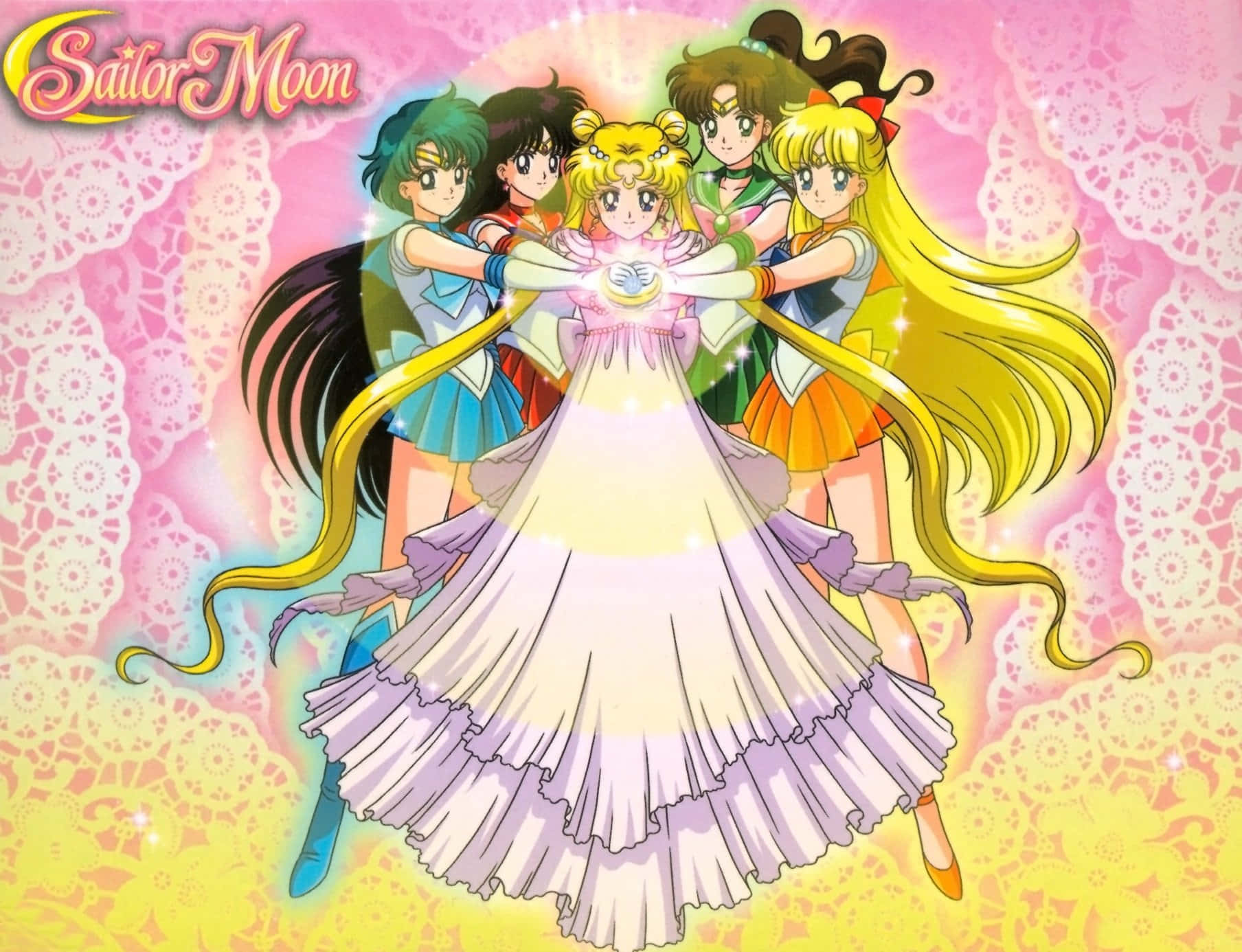 Usagi Tsukino er klar til at kæmpe mod det onde som den magtfulde Sailor Moon! Wallpaper