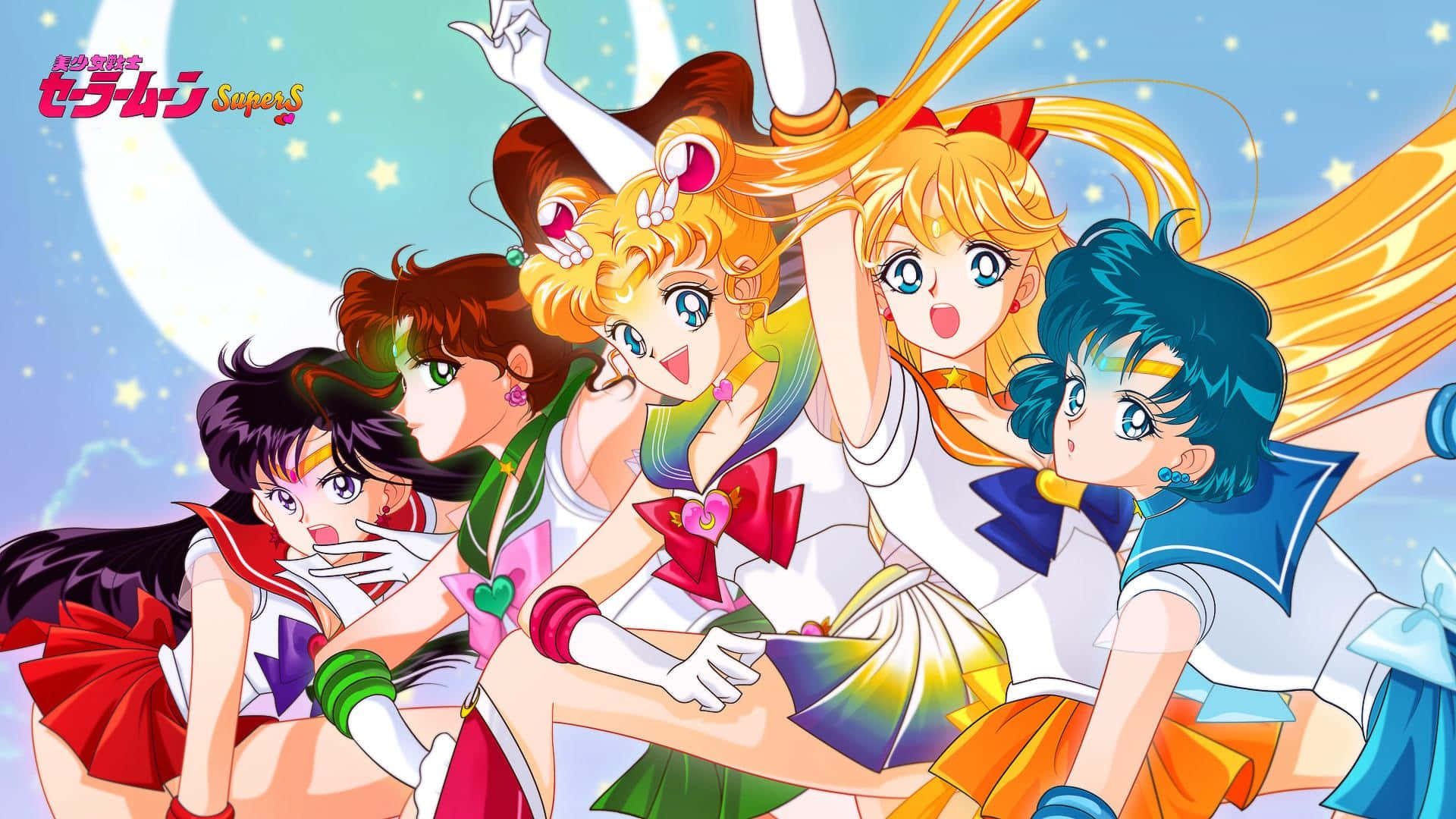 Join the Guardian Senshi in their Adventure to Protect the Moon Wallpaper