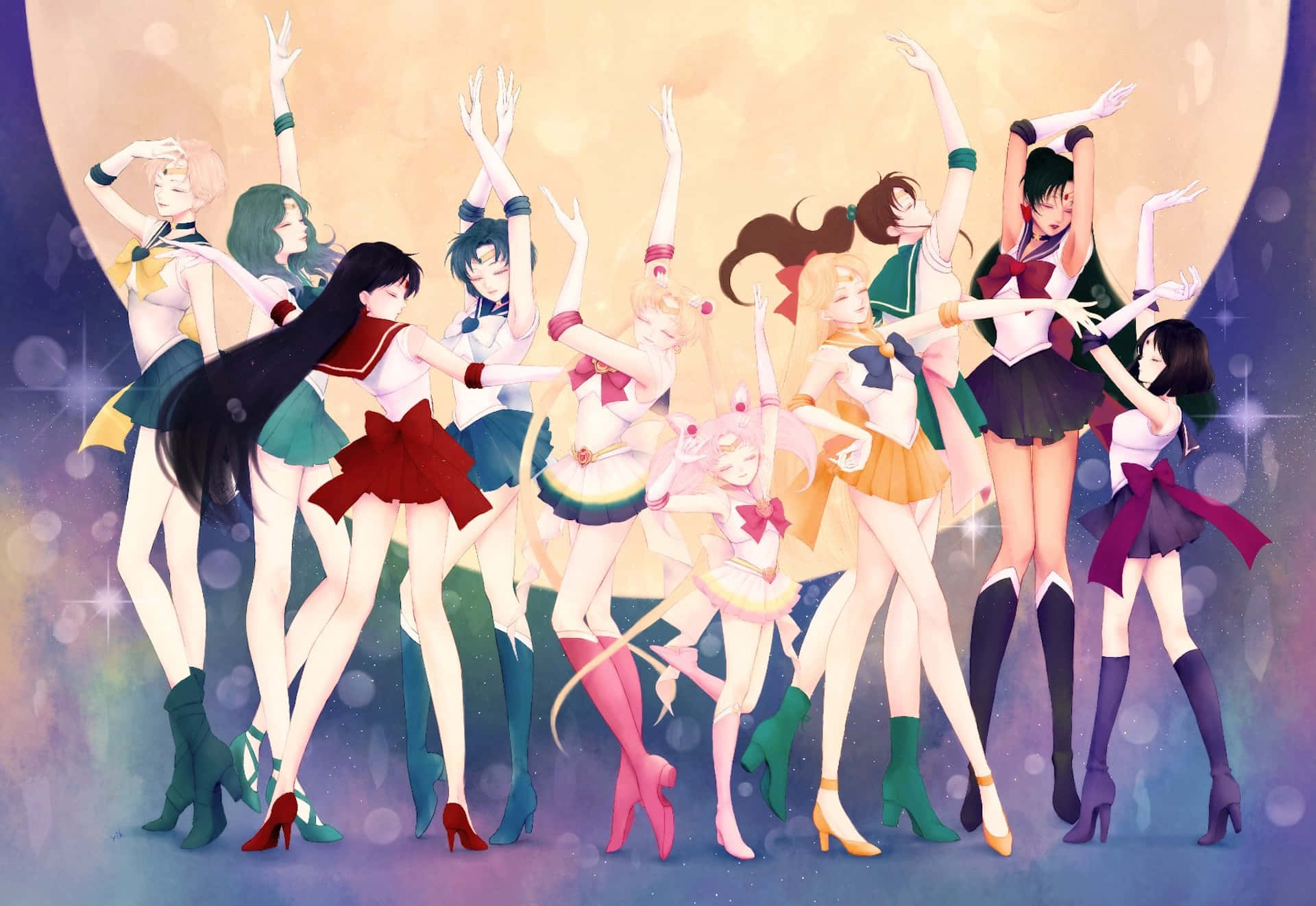 Sailor Moon Group Pose Artwork Wallpaper
