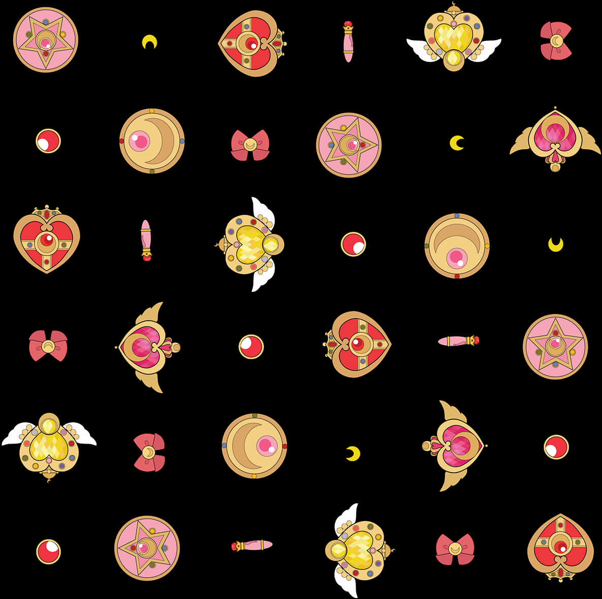 Sailor Moon Icons Pattern PNG