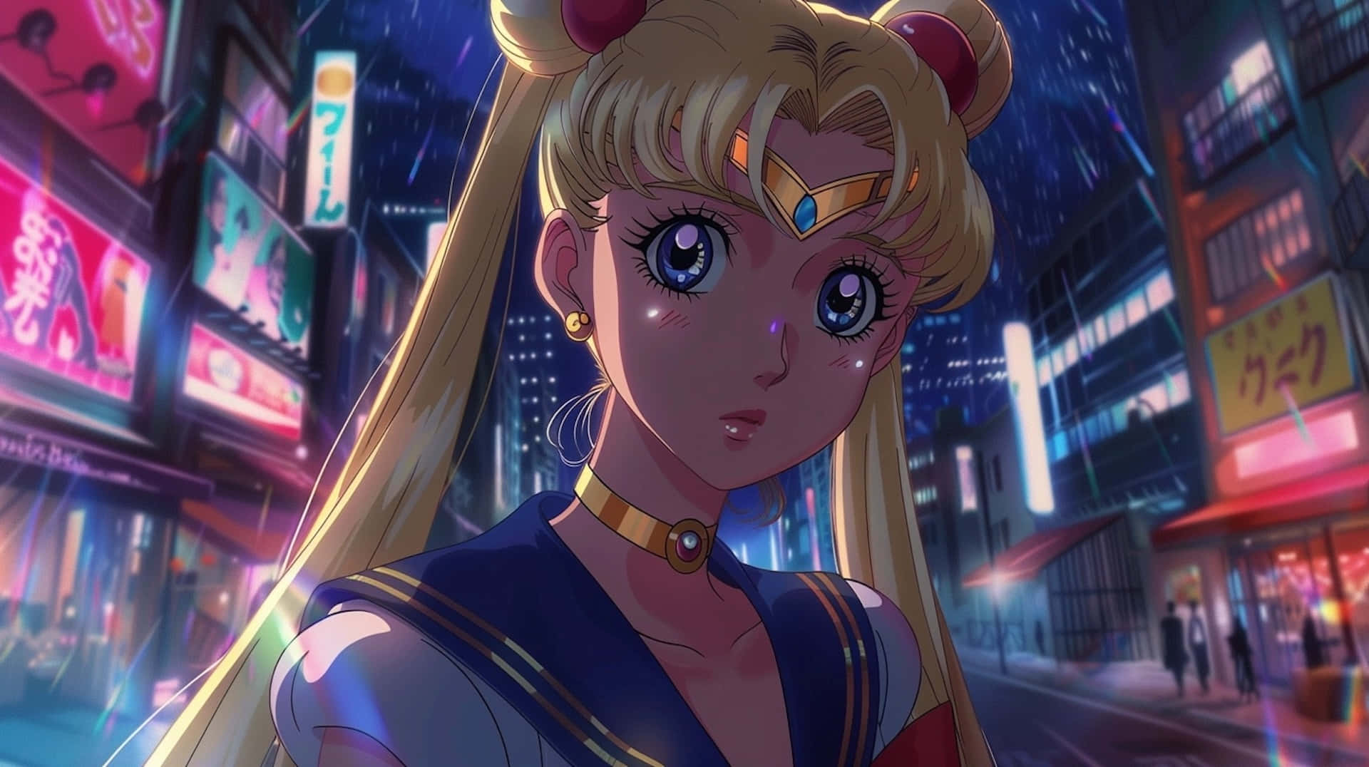 Sailor Moon Night Cityscape Wallpaper