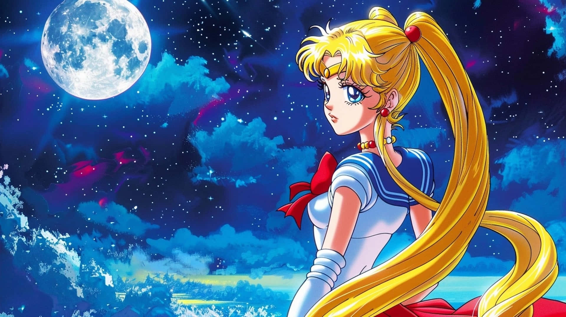 Sailor Moon Night Sky Backdrop Wallpaper