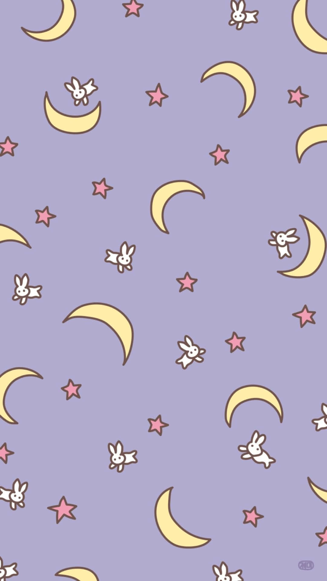 Kaninstjärna Måne Sailor Moon Mönster Wallpaper