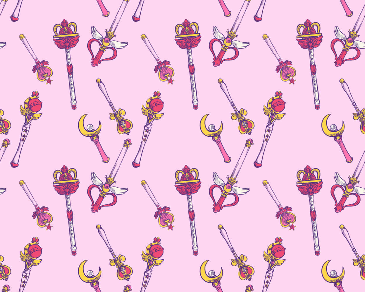 Moon Stick Sailor Moon Pattern Wallpaper