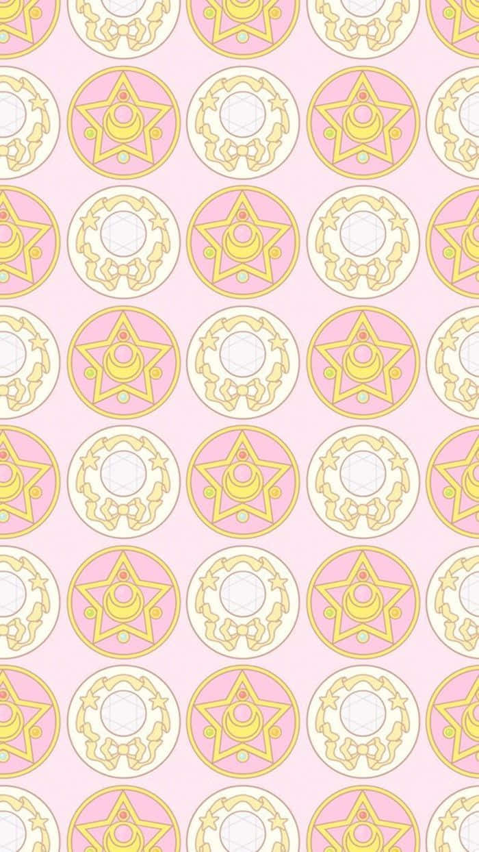 Imagenun Vibrante Patrón De Elementos De Sailor Moon. Fondo de pantalla