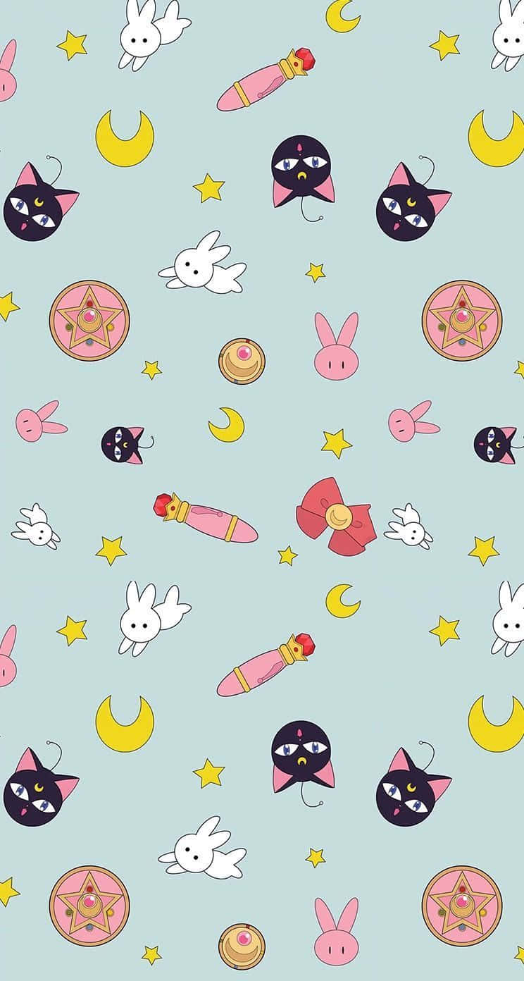 Explore the power of Sailor Moon Pattern with this elegant wallpaper. Wallpaper