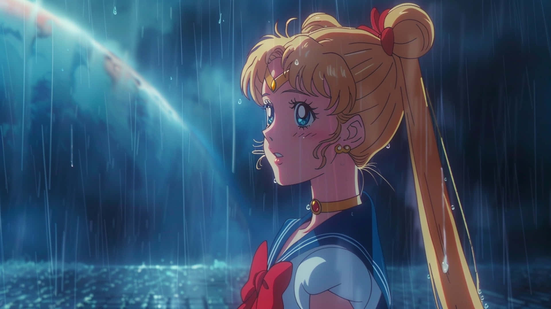 Sailor Moon Rainy Night Gaze Wallpaper