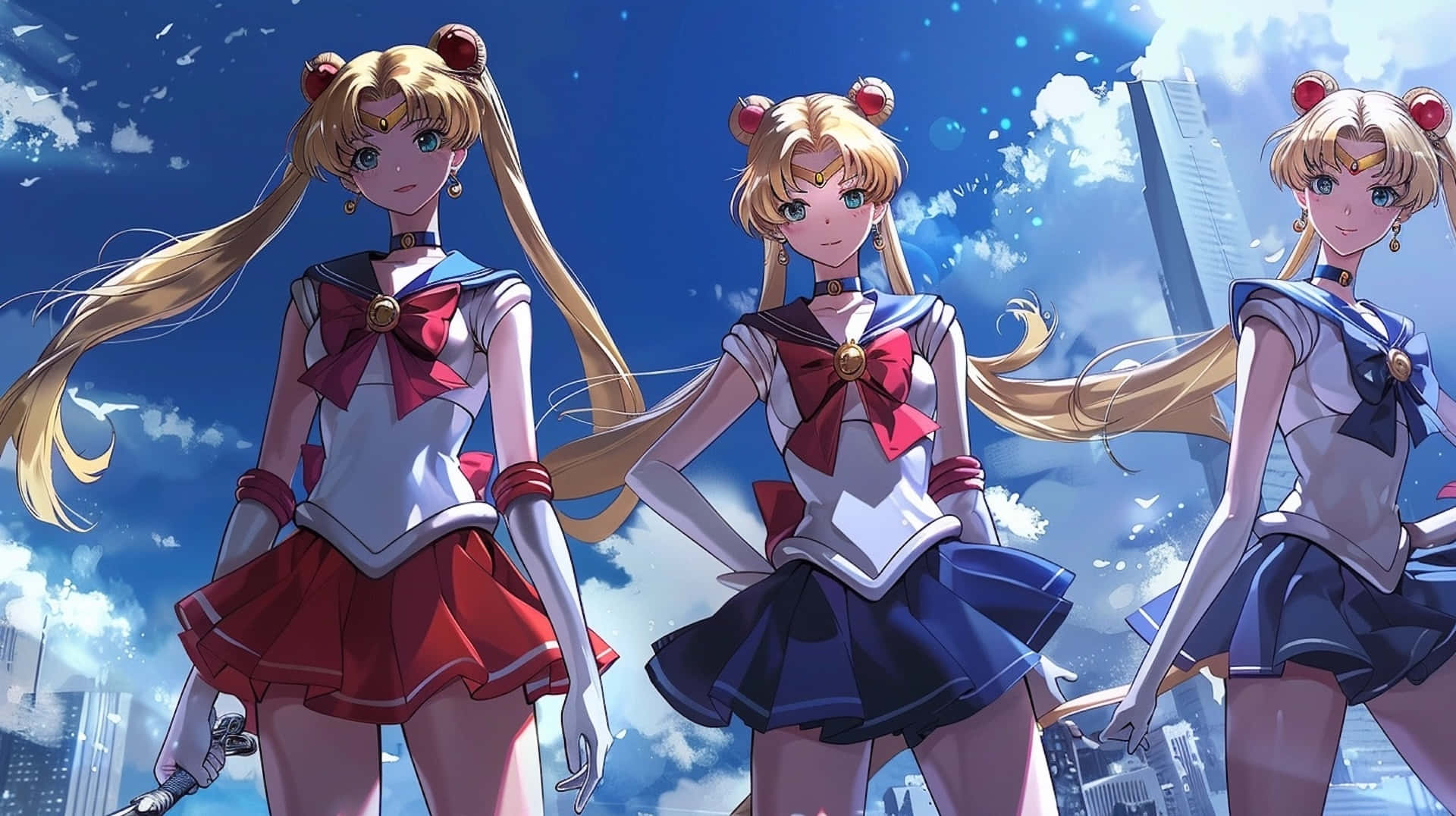 Sailor_ Moon_ Trio_ Heroic_ Stance Wallpaper