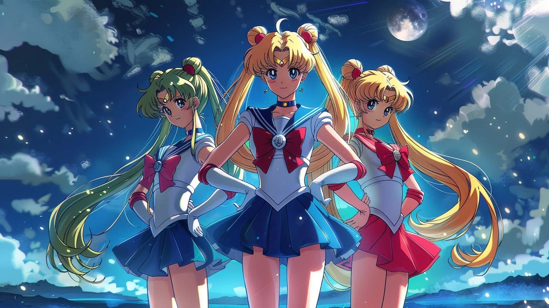 Sailor Moon Trio Night Sky Wallpaper