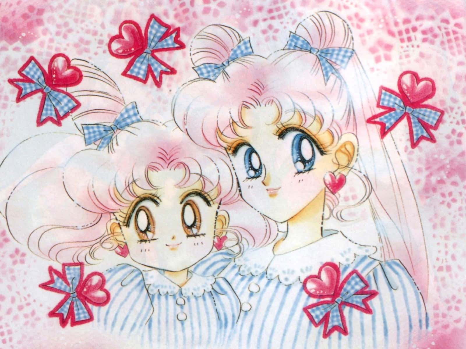 Sailor Moonand Chibi Usa Together Wallpaper