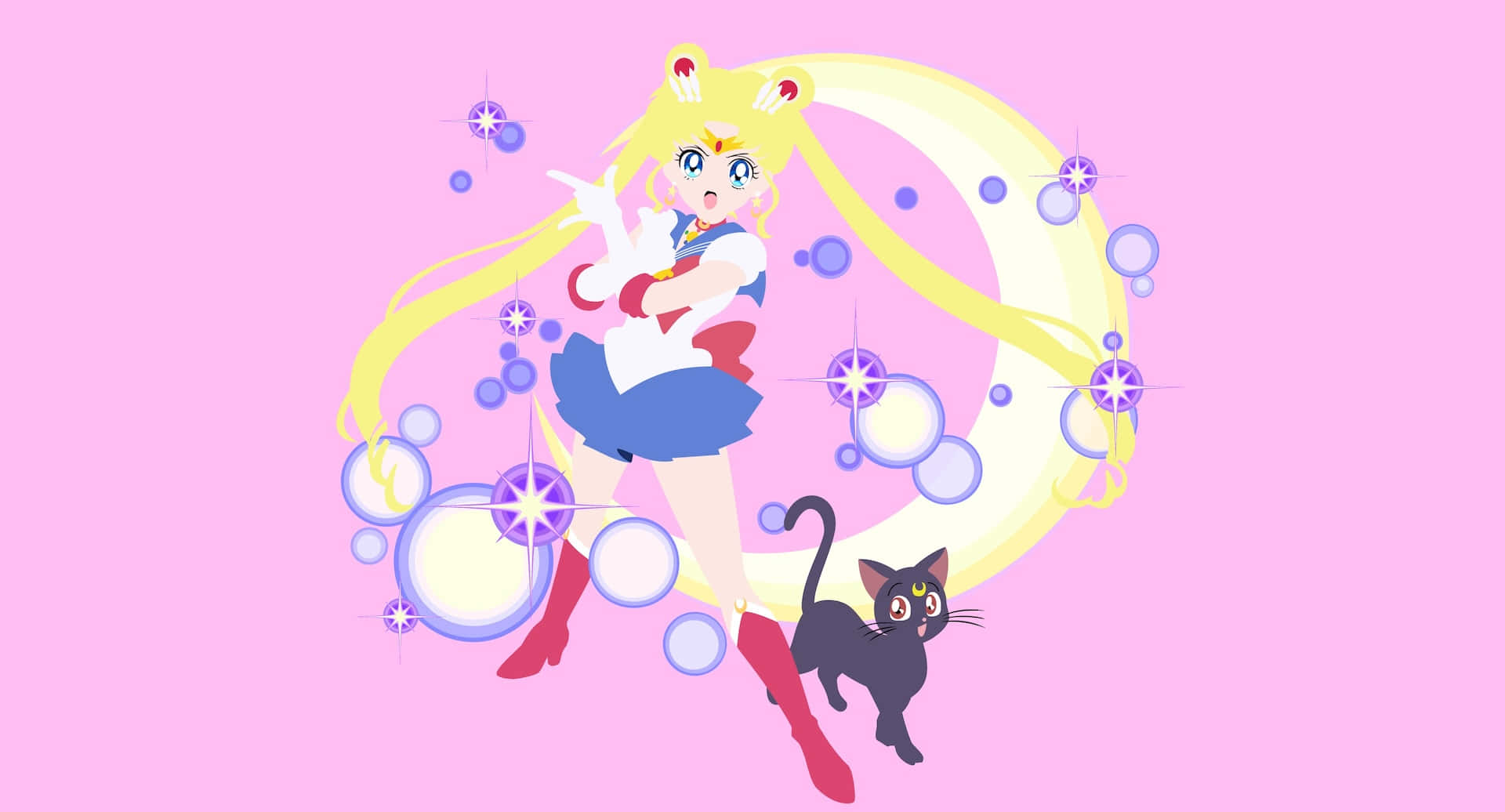 Sailor Moonand Luna Vector Art Wallpaper