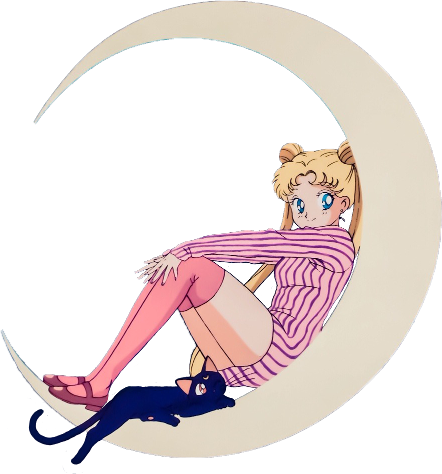 Sailor Moonand Lunaon Crescent Moon PNG